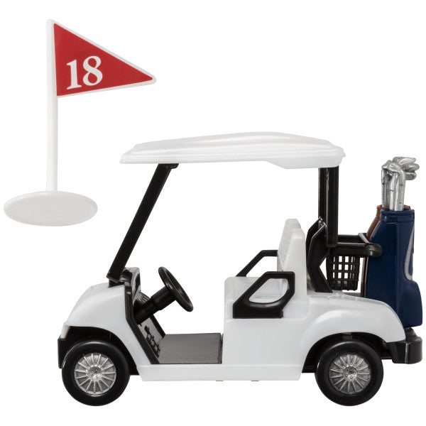 Golf Cart with Flag Cake Topper Set