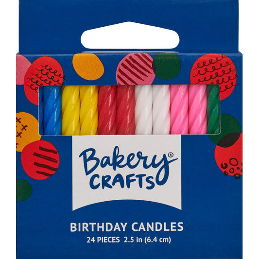 Spiral Birthday Candles 2.5", Assorted Colors