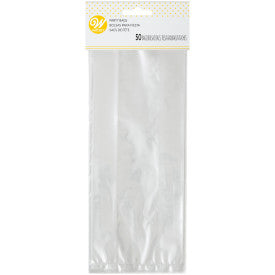 Clear Party Bags w/ Ties, 4 x 9.5", 50 Pack