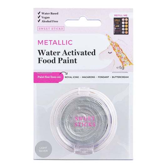 Water Activated Food Paint, Light Silver