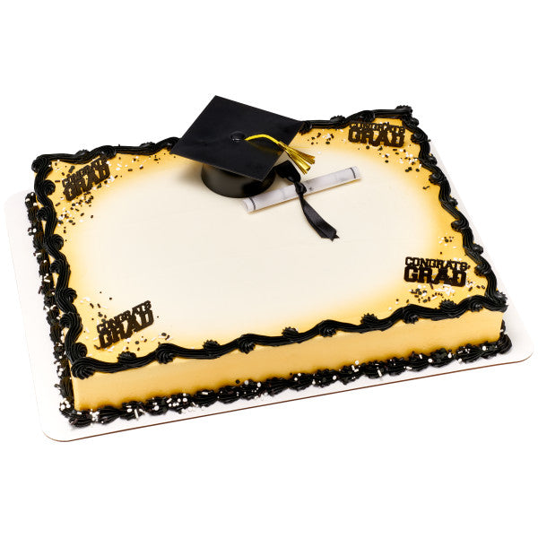  DecoPac Black Grad Cap with Tassels Cake Topper, Elegant Graduation  Hat Cake Decoration, Food Safe, Pack of 12 (22422) : Grocery & Gourmet Food