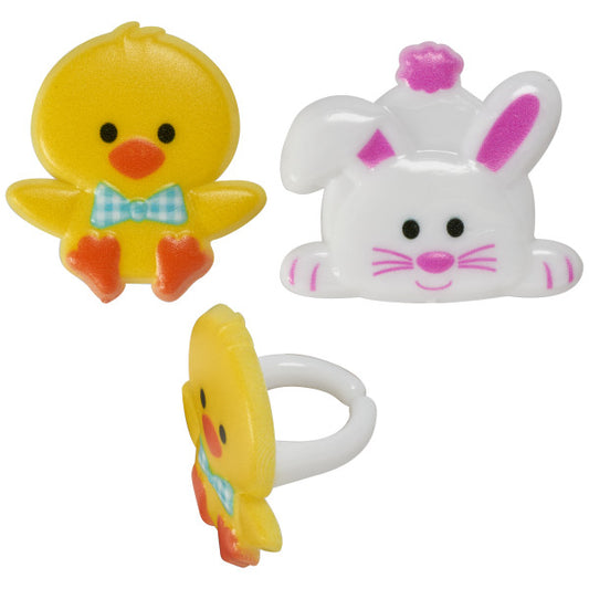 Duck & Bunny Rings, Assorted, 8 pack