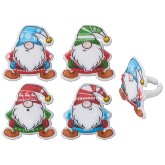 Holiday Gnome Rings, 8 Pack